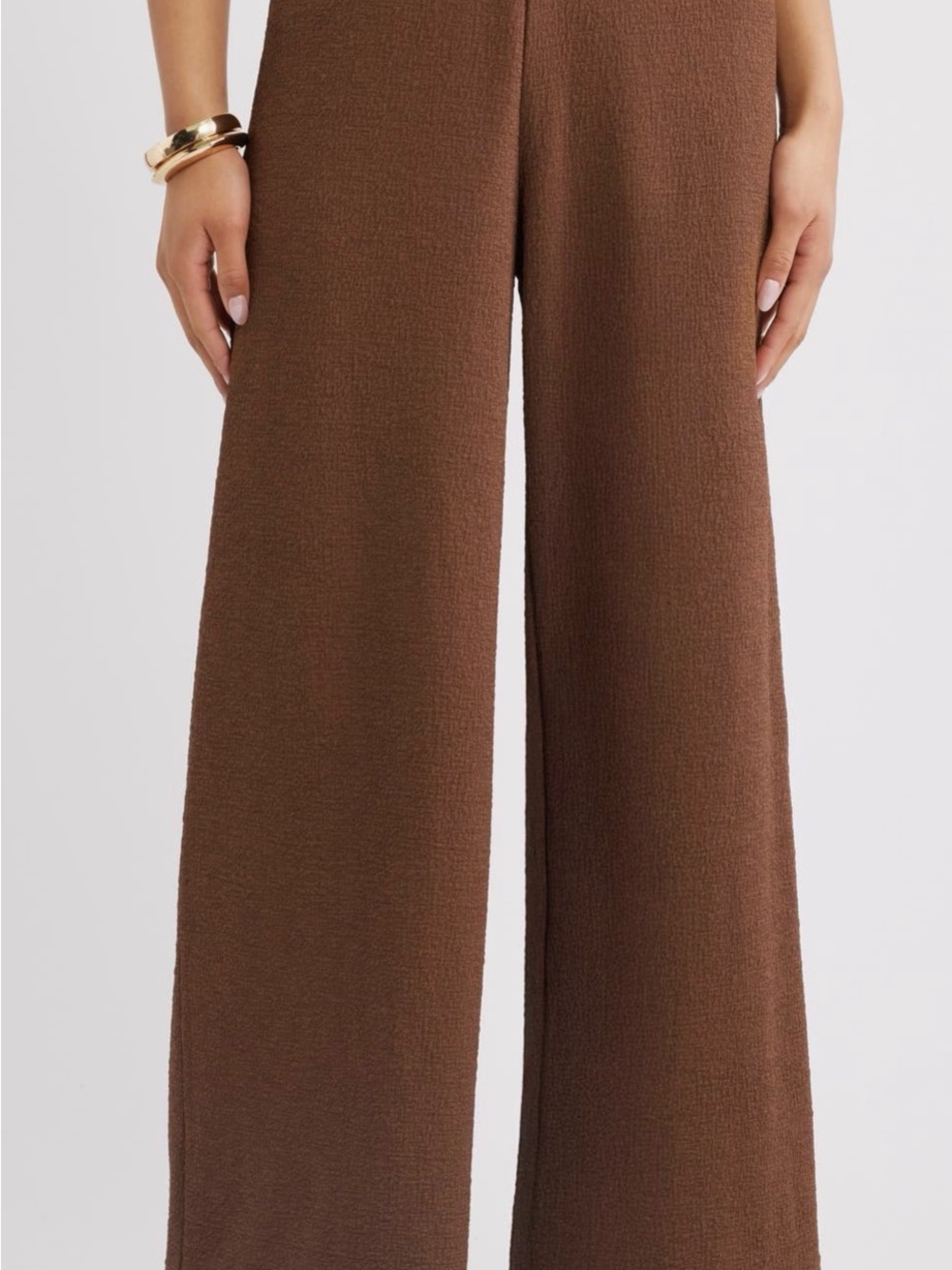 Wide-Leg Knit Trousers in Chocolate Brown - Women